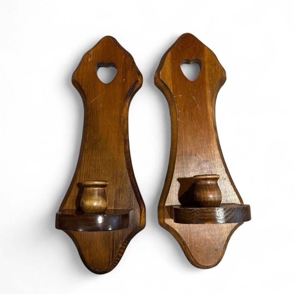 Cottagecore Heart Wooden Wall Candle Holders